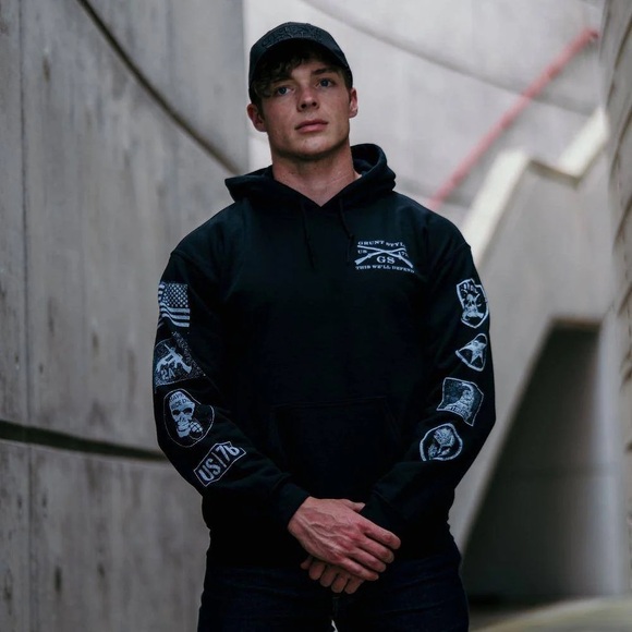 Grunt Style Black Patch American Patriot Unisex Hoodie Size XL Don’t Tread On Me - Picture 1 of 7